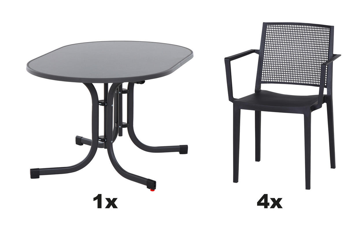 GARTENGARNITUR 3-teilig  - Anthrazit, Basics, Holzwerkstoff/Kunststoff (90/80/138cm) - Siena Garden