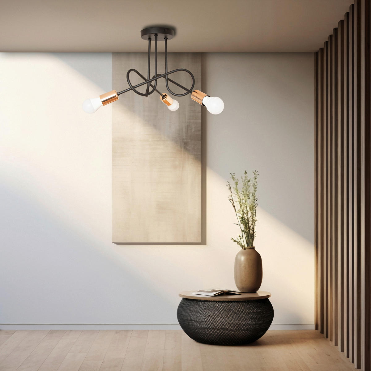 DECKENLEUCHTE    45/45/30 cm  - Schwarz/Kupferfarben, Trend, Metall (45/45/30cm)