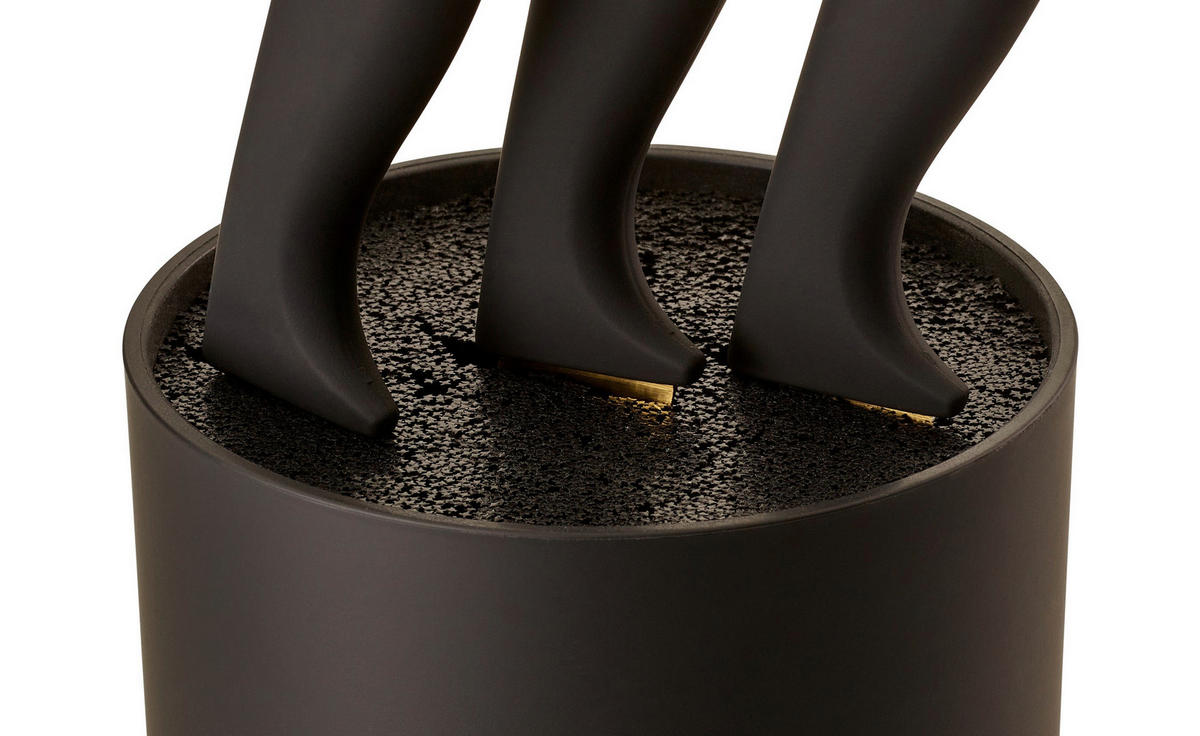 MESSERBLOCK 4-teilig  - Goldfarben/Schwarz, Basics, Kunststoff (11/22cm) - Echtwerk