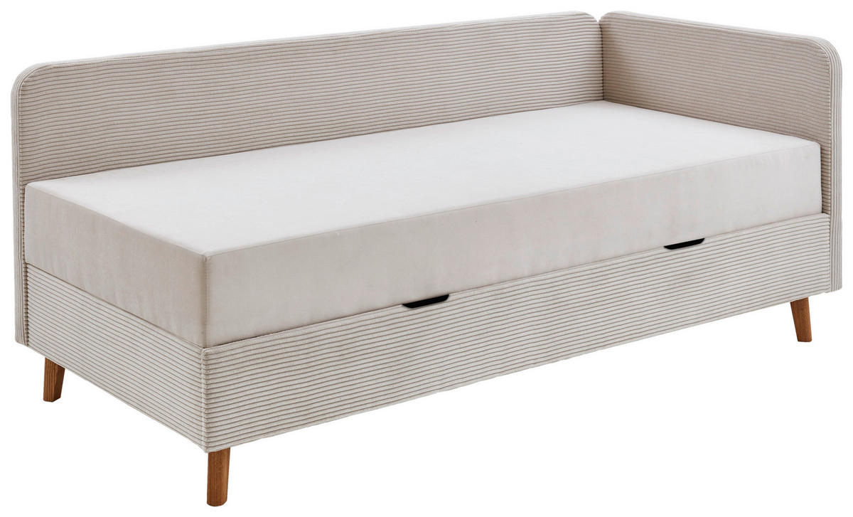 LIEGE Cord Beige  - Eichefarben/Beige, Design, Holz/Textil (90/200cm) - home24