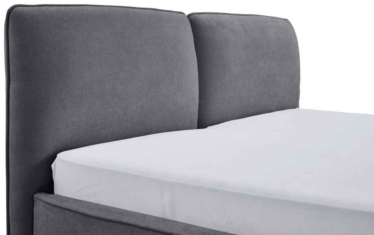 POLSTERBETT 200/200 cm  in Grau  - Schwarz/Grau, MODERN, Textil/Metall (200/200cm) - Livetastic