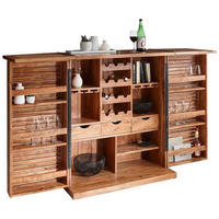 BAR Akazie massiv Akaziefarben  - Schwarz/Akaziefarben, LIFESTYLE, Holz/Metall (100/117/50cm) - Landscape