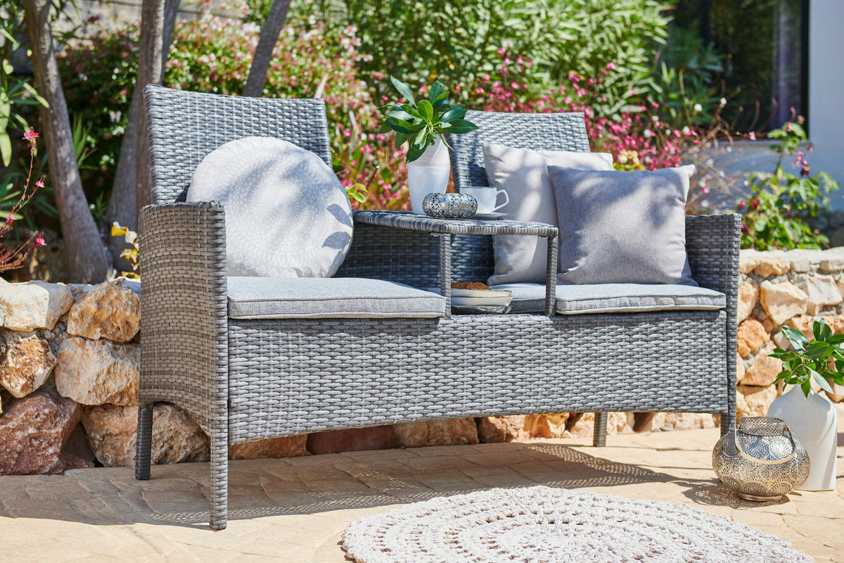 ZÁHRADNÁ LAVICA, kov, plast, textil - sivá, Romantik / Landhaus, kov/textil (142/89/61,5cm) - Ambia Garden