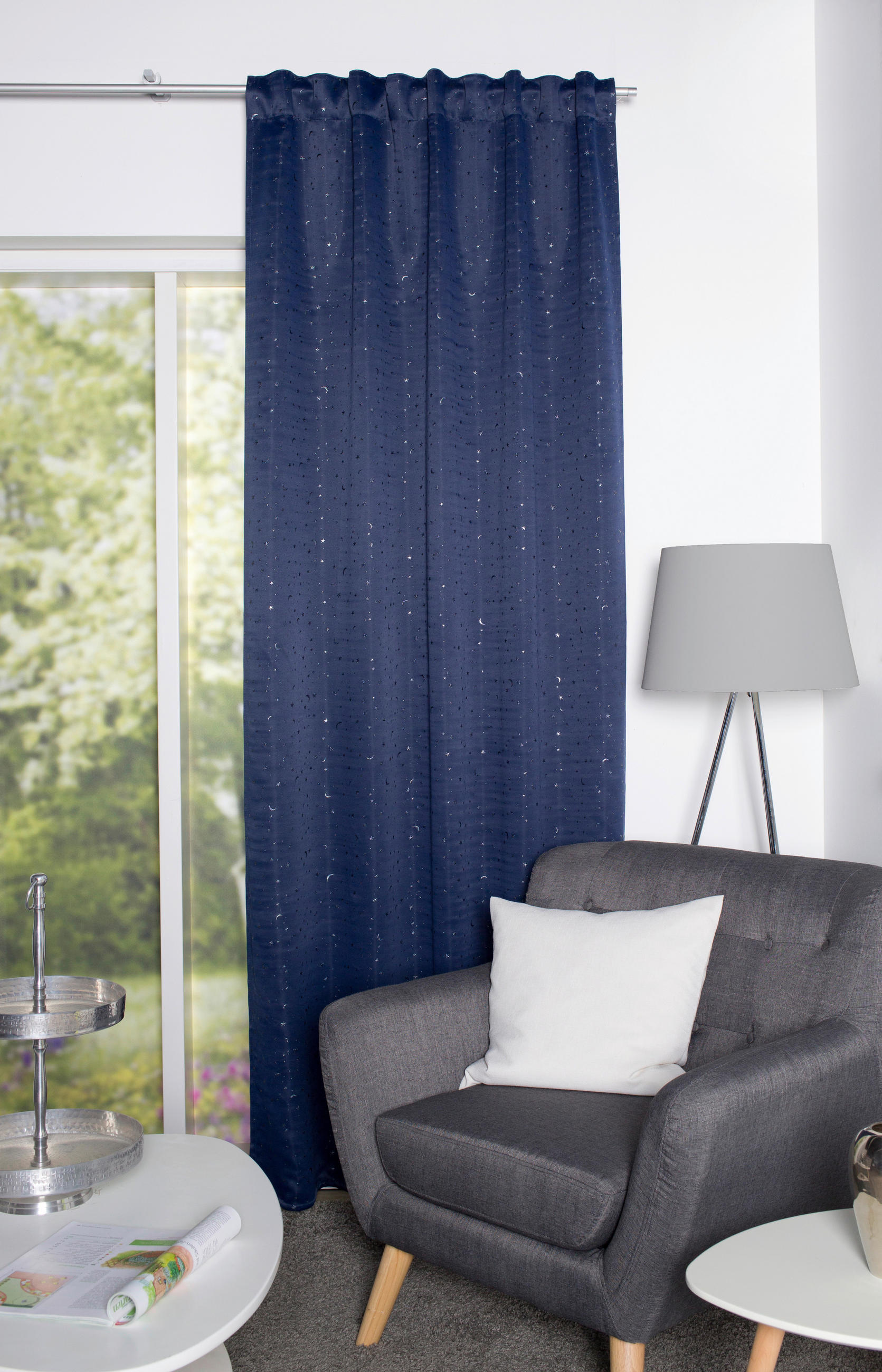FERTIGVORHANG Cielo blickdicht 135/245 cm   - Dunkelblau, Basics, Textil (135/245cm)