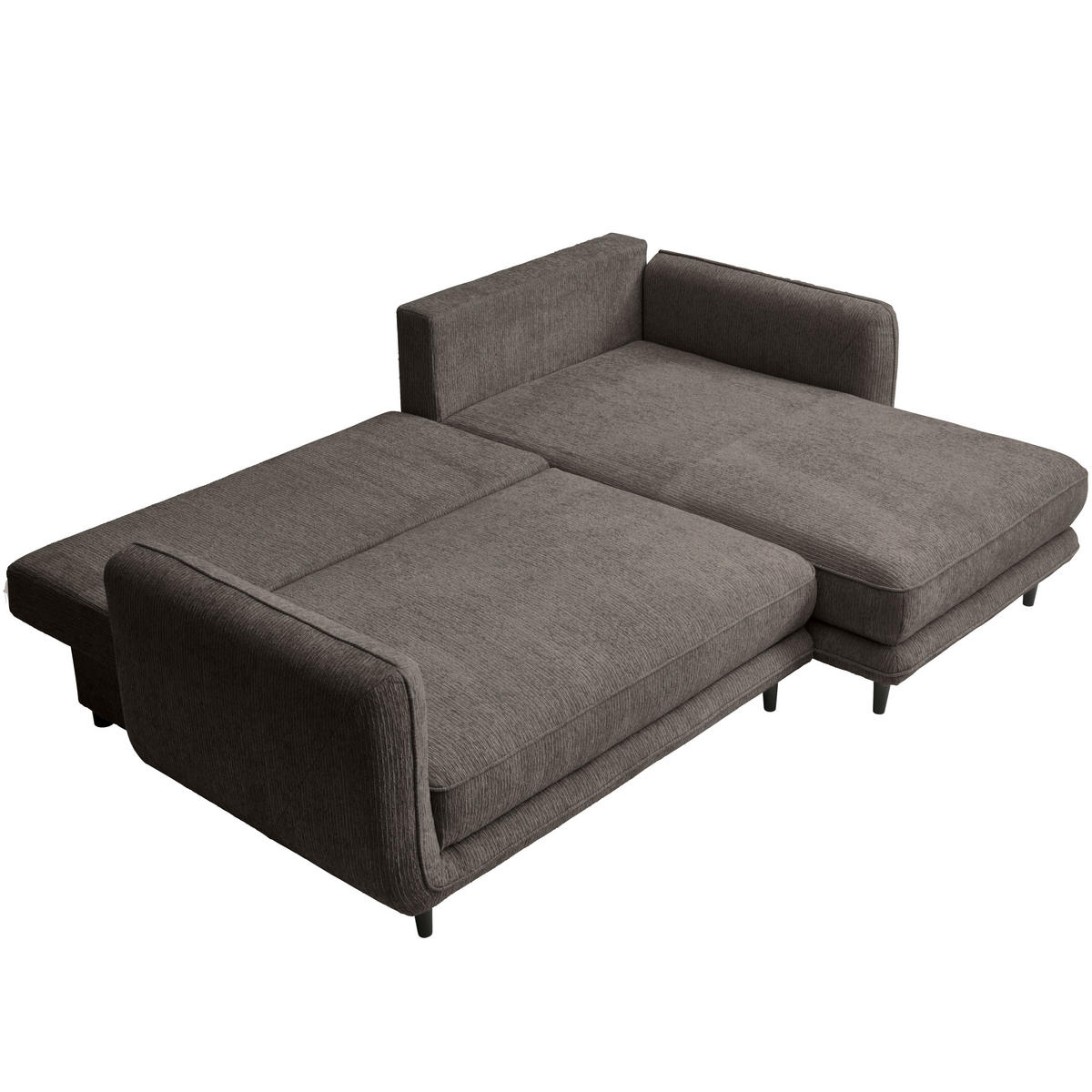 ECKSOFA Taupe Struktur  - Taupe/Schwarz, KONVENTIONELL, Holz/Textil (247/170cm) - Carryhome