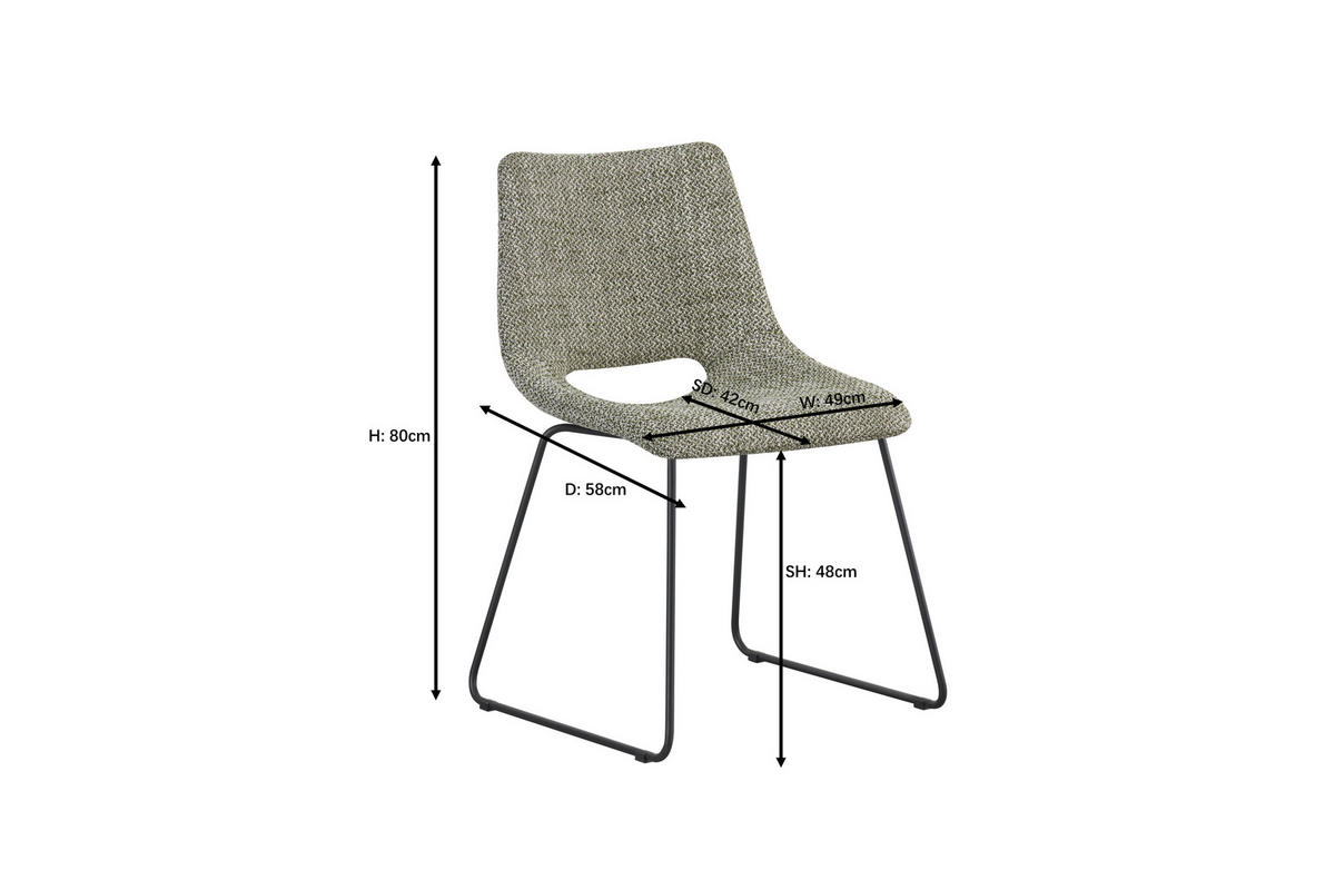 STUHL - Schwarz/Grün, Design, Textil/Metall (48/79/56cm) - Stylife