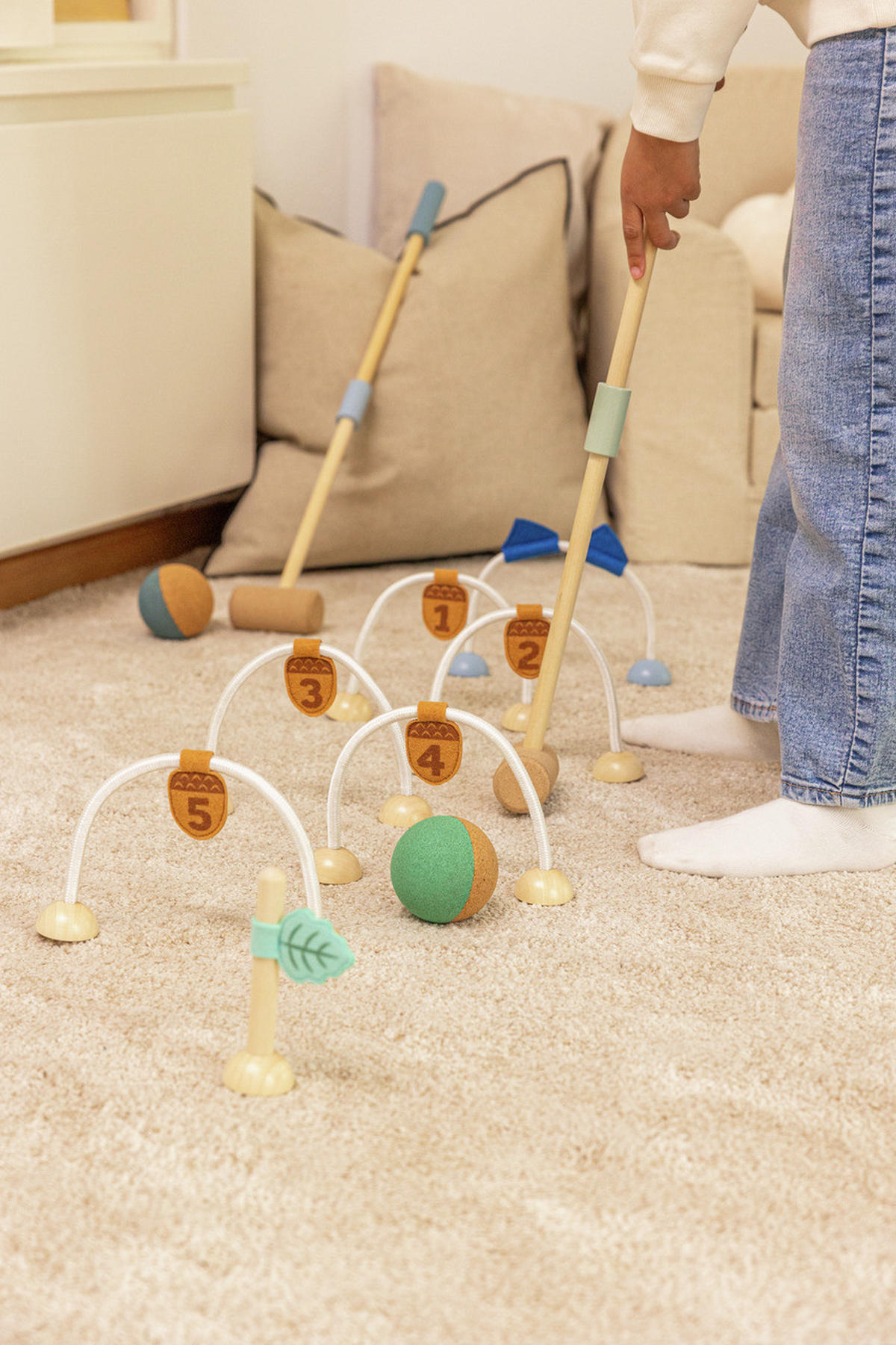 KINDERGOLFTROLLEY Korko  - Cognac/Hellgrün, Basics, Holz/Holzwerkstoff (0,60kg)