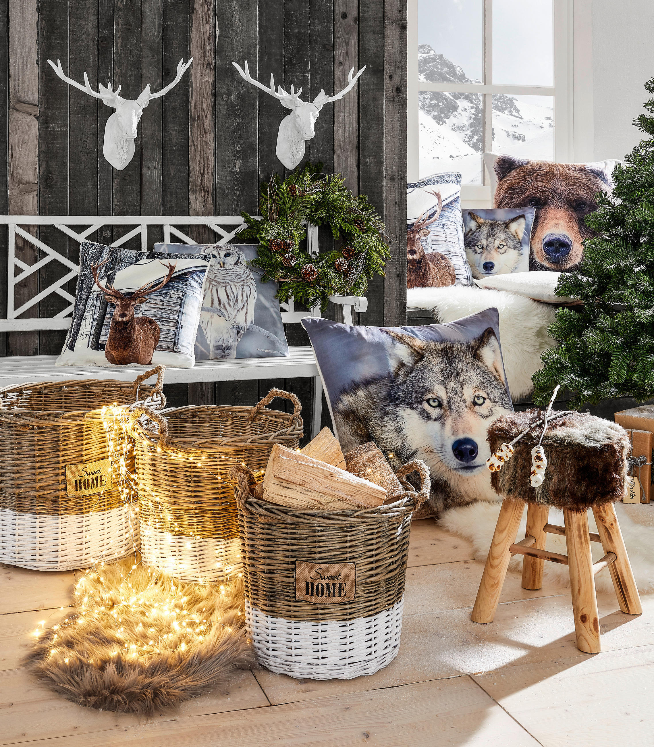 HOCKER Kiefer Braun, Naturfarben  - Naturfarben/Braun, Basics, Holz/Textil (30/42cm) - Ambia Home