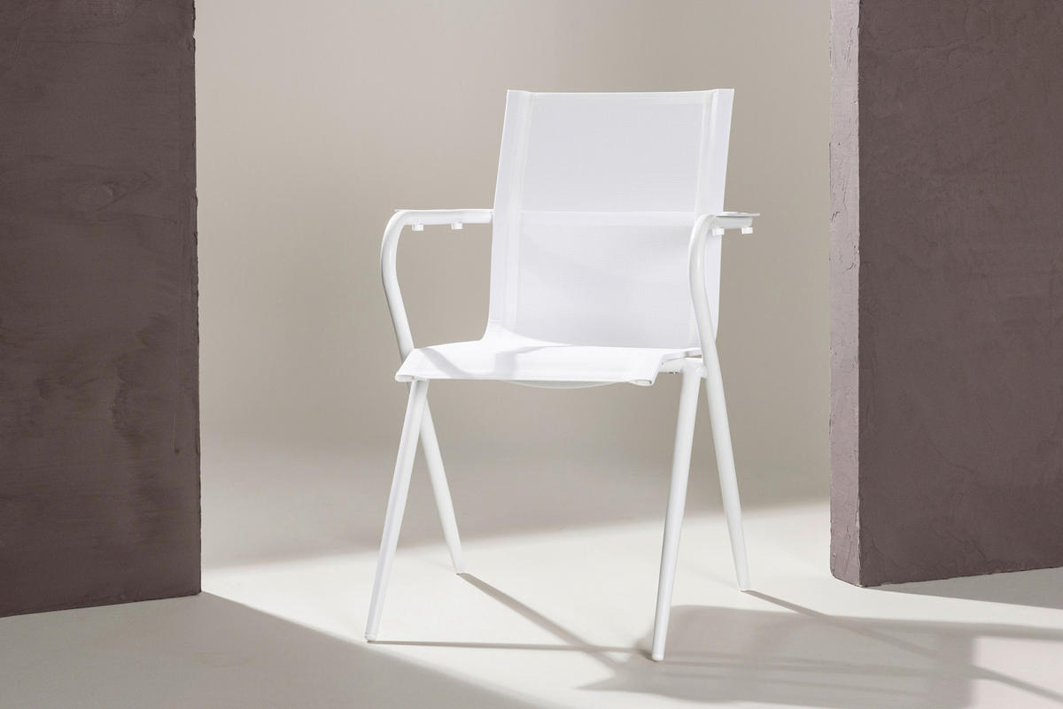 Stapelsessel 2er-Set - Weiß, KONVENTIONELL, Metall (58/86/63cm) - Gardenson