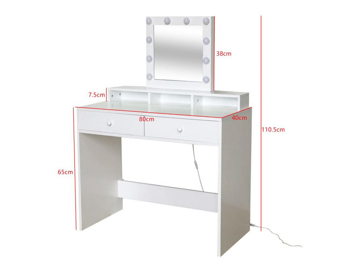 STOL ZA ŠMINKANJE bijela  - bijela, Lifestyle, staklo/drvni materijal (80/110/40cm) - Ambia Home