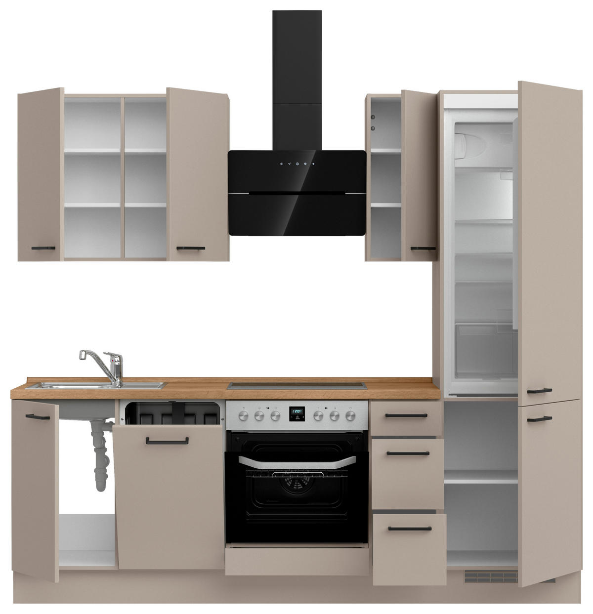 KÜCHENLEERBLOCK Easytouch 240 cm  in Eichefarben, Sandfarben  - Sandfarben/Eichefarben, MODERN, Holzwerkstoff/Metall (240cm) - Nobilia