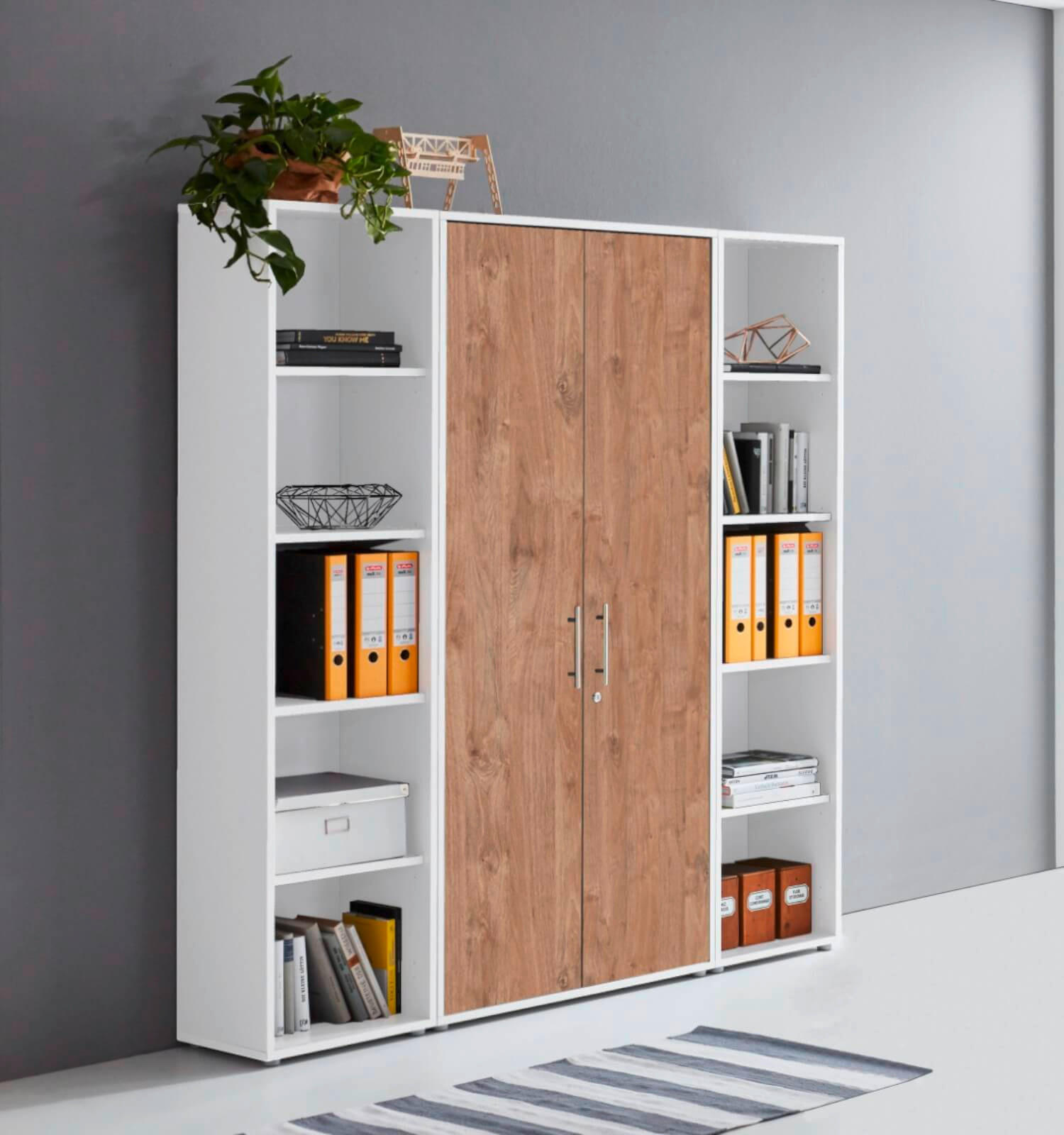 AKTENSCHRANK 173/186/33 cm  - Eichefarben/Weiß, MODERN, Holzwerkstoff (173/186/33cm) - MID.YOU