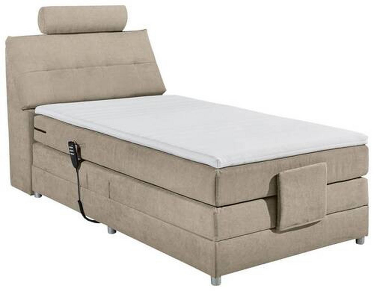 BOXSPRINGBETT 120/200 cm  in Sandfarben  - Sandfarben/Silberfarben, Modern, Holzwerkstoff/Kunststoff (120/200cm) - MID.YOU