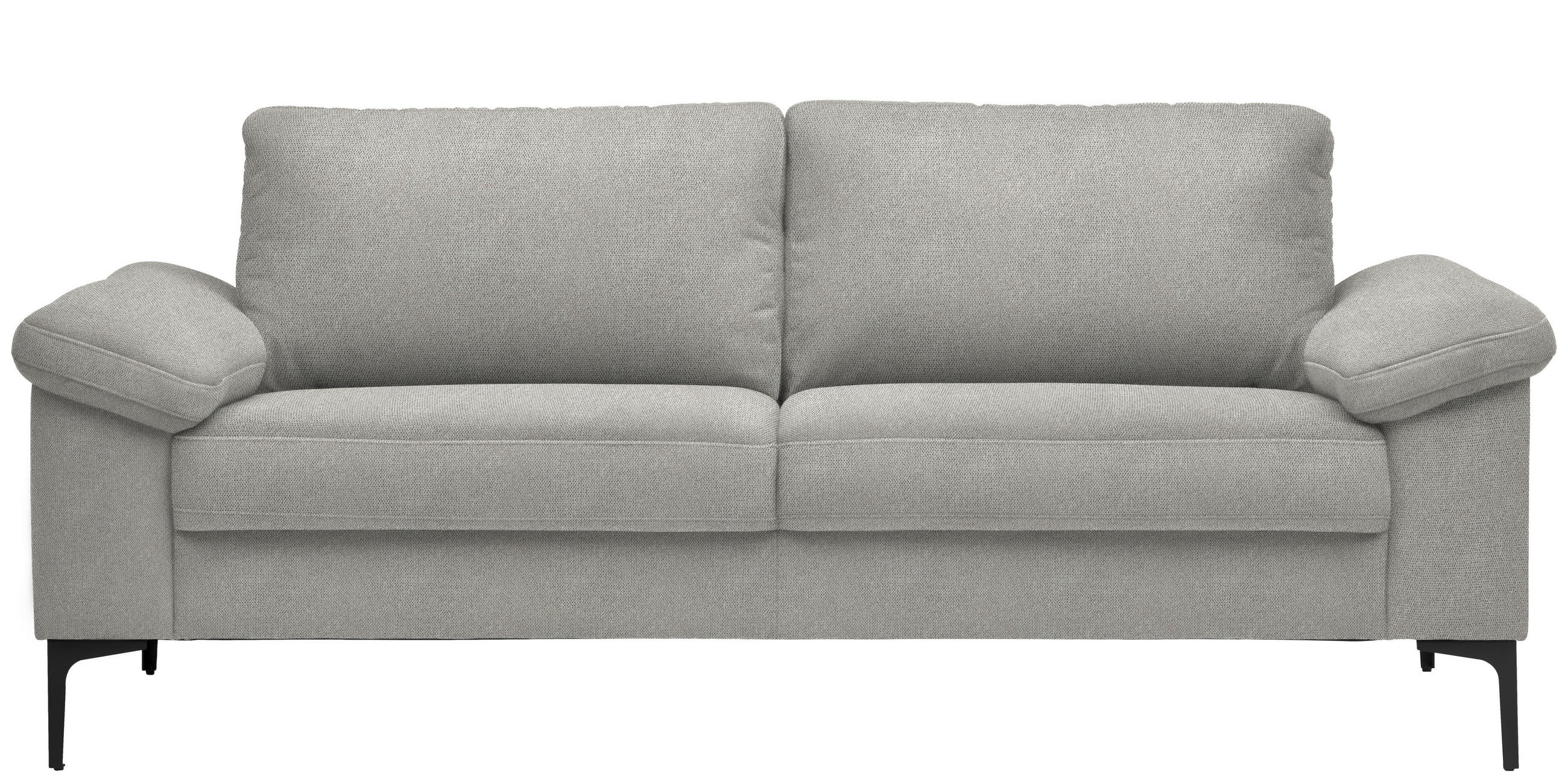 2,5-SITZER in Flachgewebe Hellgrau  - Hellgrau/Schwarz, Design, Textil/Metall (206/86/97cm) - Pure Home Lifestyle