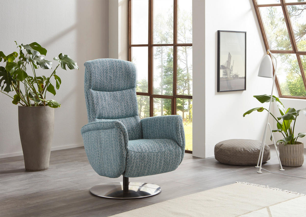 RELAXSESSEL Flachgewebe Relaxfunktion, Kopfteilverstellung, Fußteilverstellung, Rücken echt    - Edelstahlfarben/Petrol, Design, Textil/Metall (71/112/83cm) - Dieter Knoll