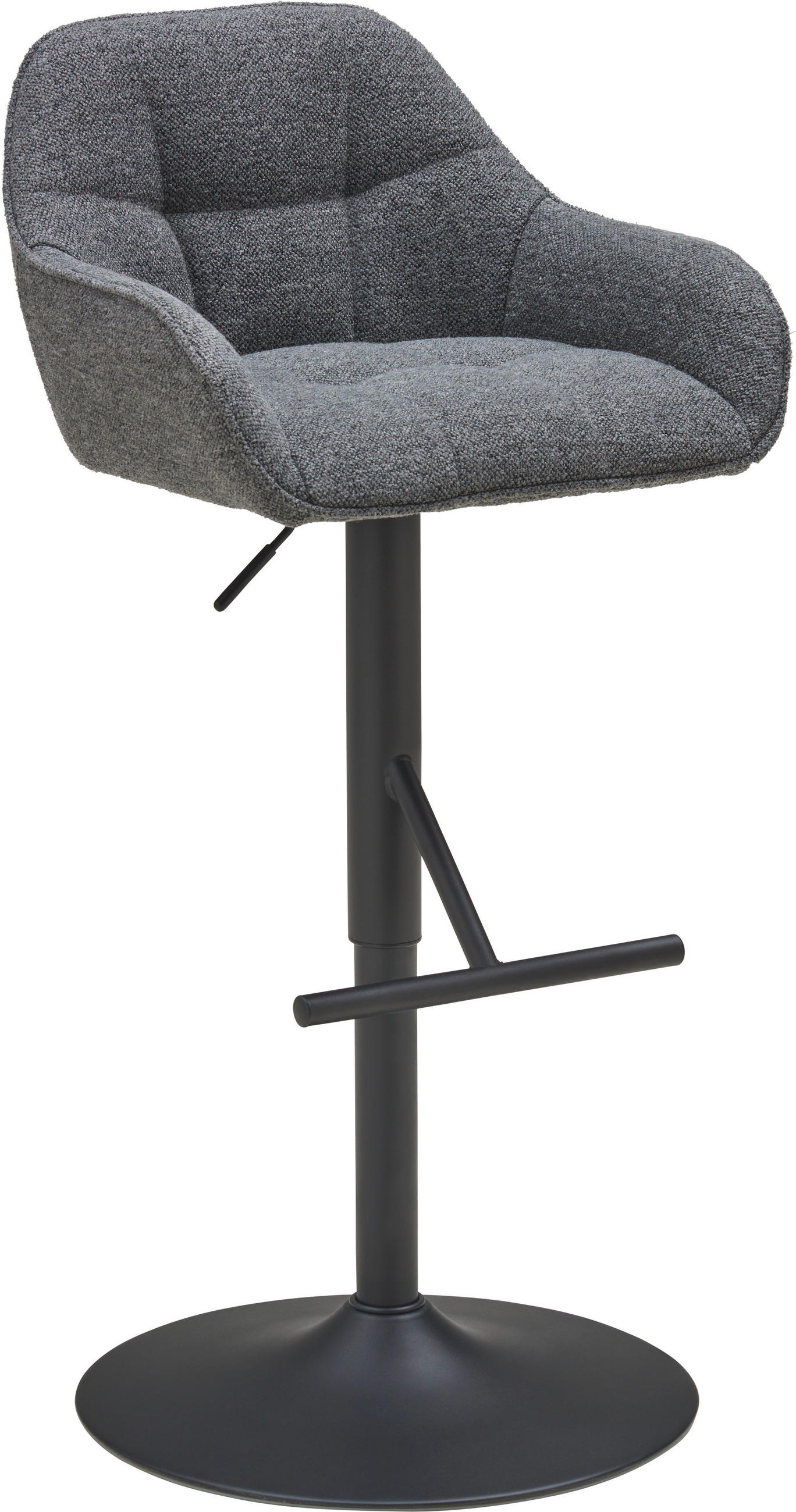 BARHOCKER Webstoff, Bouclé Grau, Schwarz Eisen  - Schwarz/Grau, LIFESTYLE, Textil/Metall (53/88-109/50cm) - MID.YOU