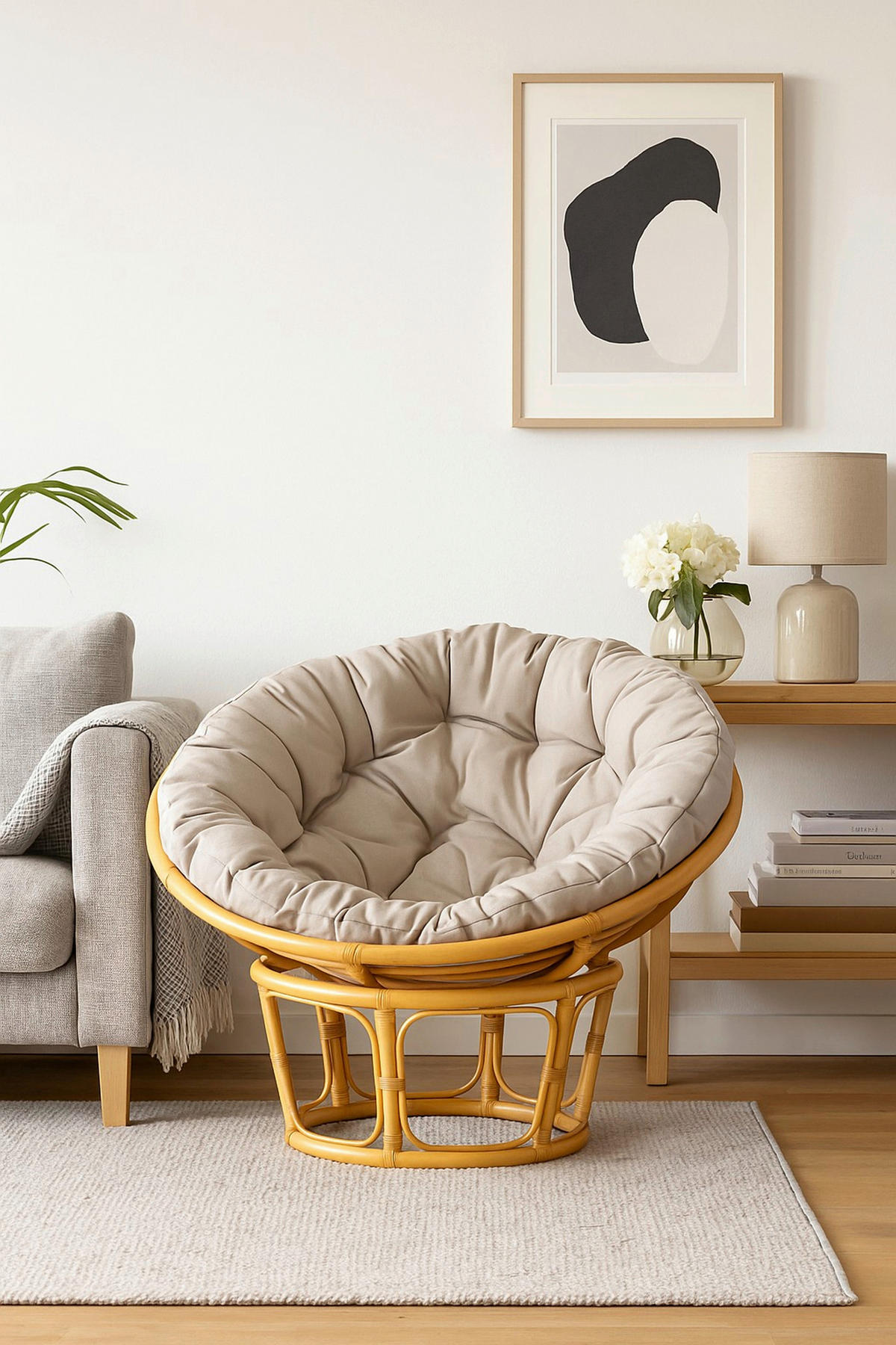 SESSEL Beige    - Beige/Creme, Natur, Holz/Textil (80/80/60cm) - MID.YOU