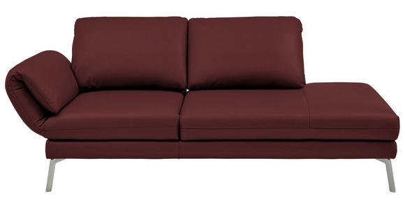 RÉCAMIERE  in Echtleder Rot  - Chromfarben/Rot, Design, Leder/Metall (209/85-109/95-16cm) - Dieter Knoll