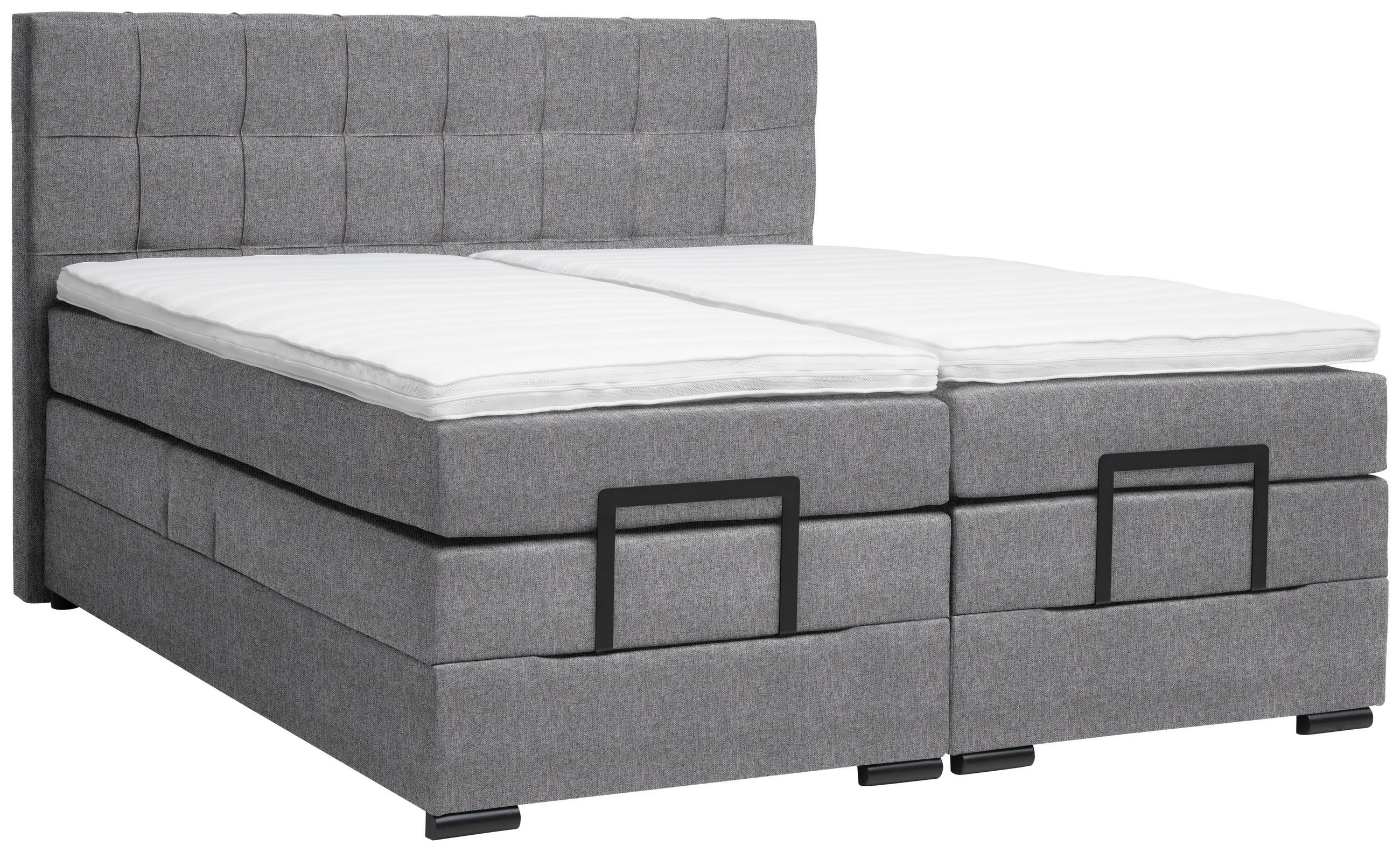 BOXSPRINGBETT 180/200 cm  in Hellgrau  - Hellgrau/Schwarz, Konventionell, Holz/Holzwerkstoff (180/200cm) - Moderano