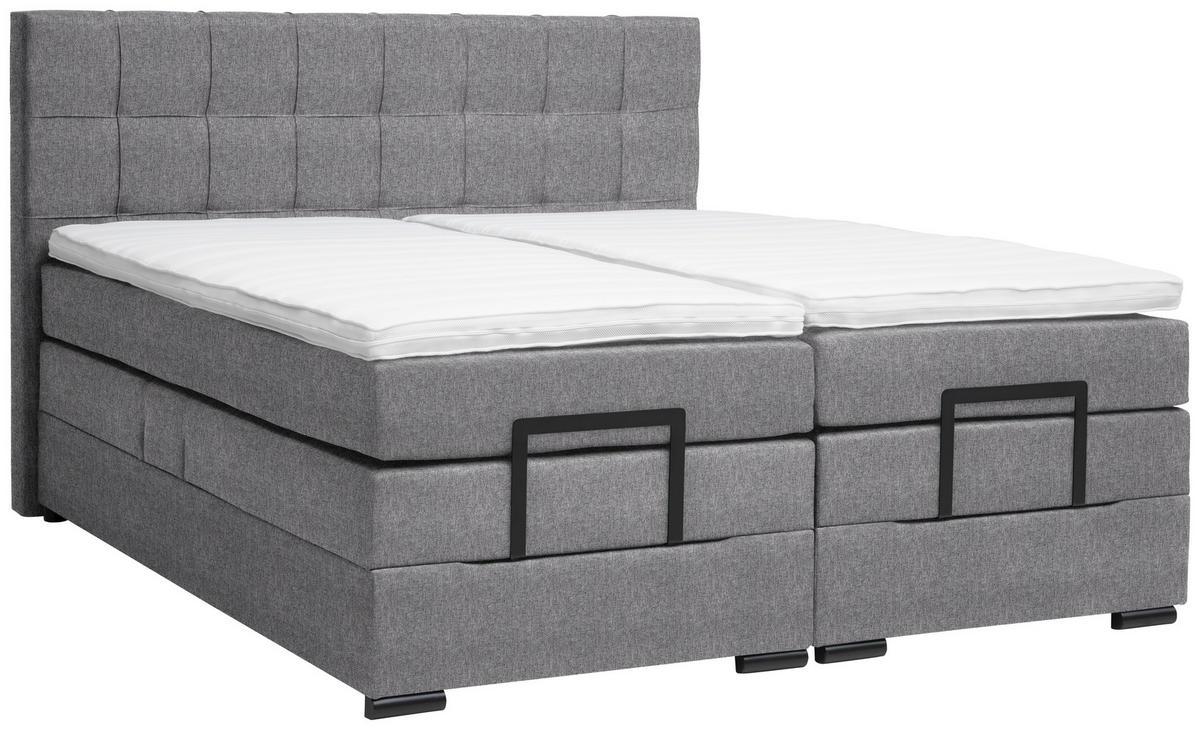 BOXSPRINGBETT 180/200 cm  in Hellgrau  - Hellgrau/Schwarz, KONVENTIONELL, Holz/Holzwerkstoff (180/200cm) - Moderano