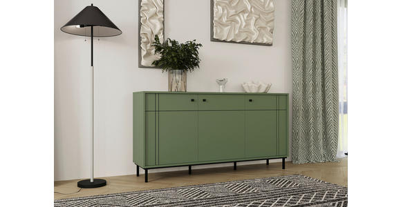 SIDEBOARD in 160,2/81,8/37 cm - Schwarz/Grün, MODERN, Holzwerkstoff/Kunststoff (160,2/81,8/37cm) - Carryhome