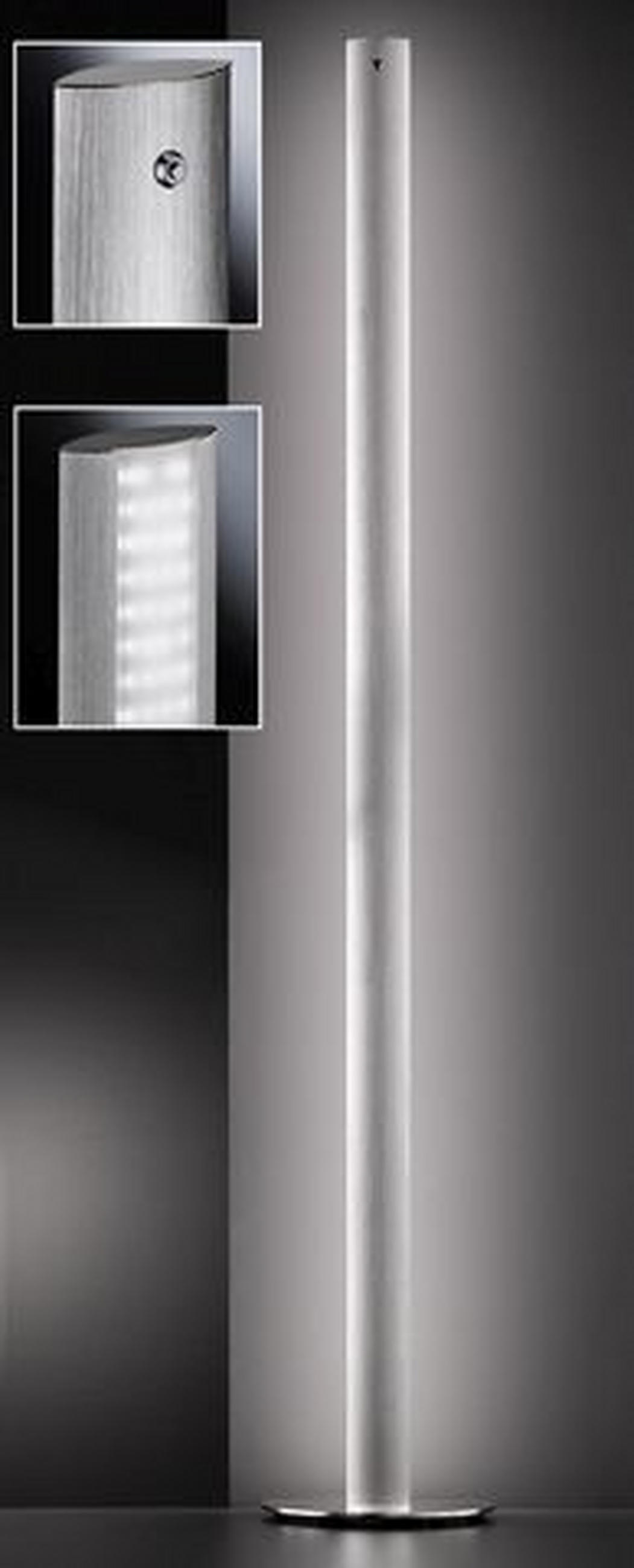 LED-GOLVLAMPA Beat 24/140 cm    - aluminiumfärg/nickelfärgad, Design, metall (24/140cm) - Fischer & Honsel