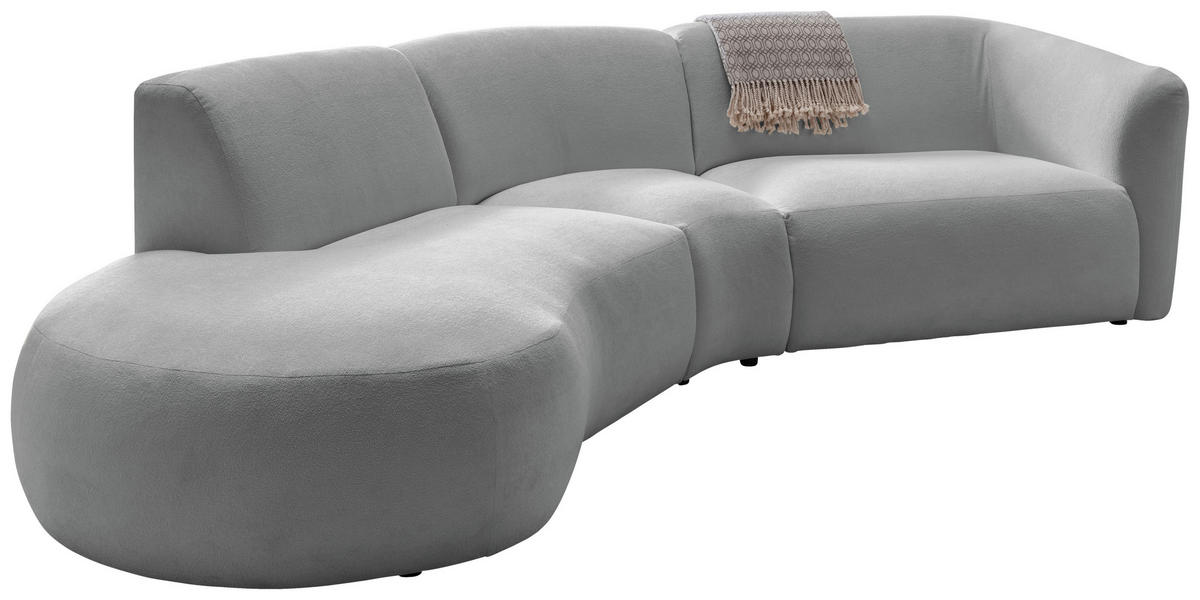 ECKSOFA in Mikrofaser Silberfarben  - Silberfarben/Schwarz, Modern, Kunststoff/Textil (182/276cm) - Livetastic