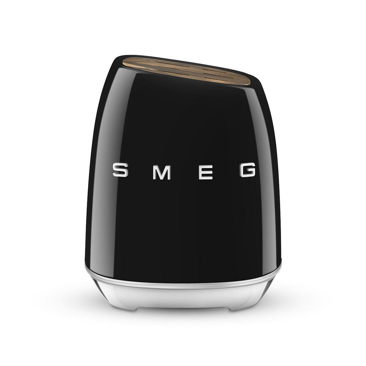 MESSERBLOCK 6-teilig  - Schwarz Hochglanz, Basics, Holz/Kunststoff (13,5/23,2/19cm) - SMEG