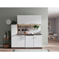 KÜCHENBLOCK Oliver 180 cm  in Weiß  - Eichefarben/Alufarben, Basics, Holzwerkstoff/Kunststoff (180cm) - Respekta