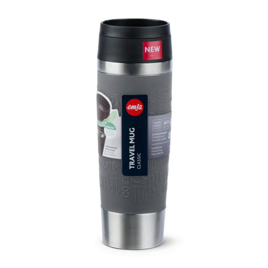 Thumbnail - Emsa Thermobecher Travel Mug, Grau, Metall, Kunststoff, 0,5 L, lebensmittelecht, 100% dicht, abnehmbarer Deckel, rostfre...