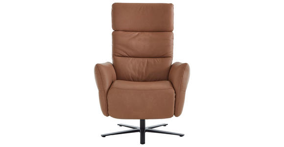 RELAXSESSEL in Leder Haselnussfarben - Haselnussfarben/Schwarz, Design, Leder/Metall (82/119/85cm) - Dieter Knoll