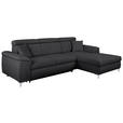 ECKSOFA Dunkelgrau Flachgewebe  - Chromfarben/Dunkelgrau, KONVENTIONELL, Textil/Metall (268/175cm) - Carryhome