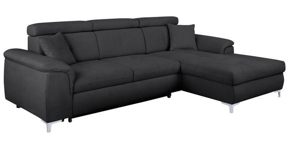 ECKSOFA Dunkelgrau Flachgewebe  - Chromfarben/Dunkelgrau, KONVENTIONELL, Textil/Metall (268/175cm) - Carryhome