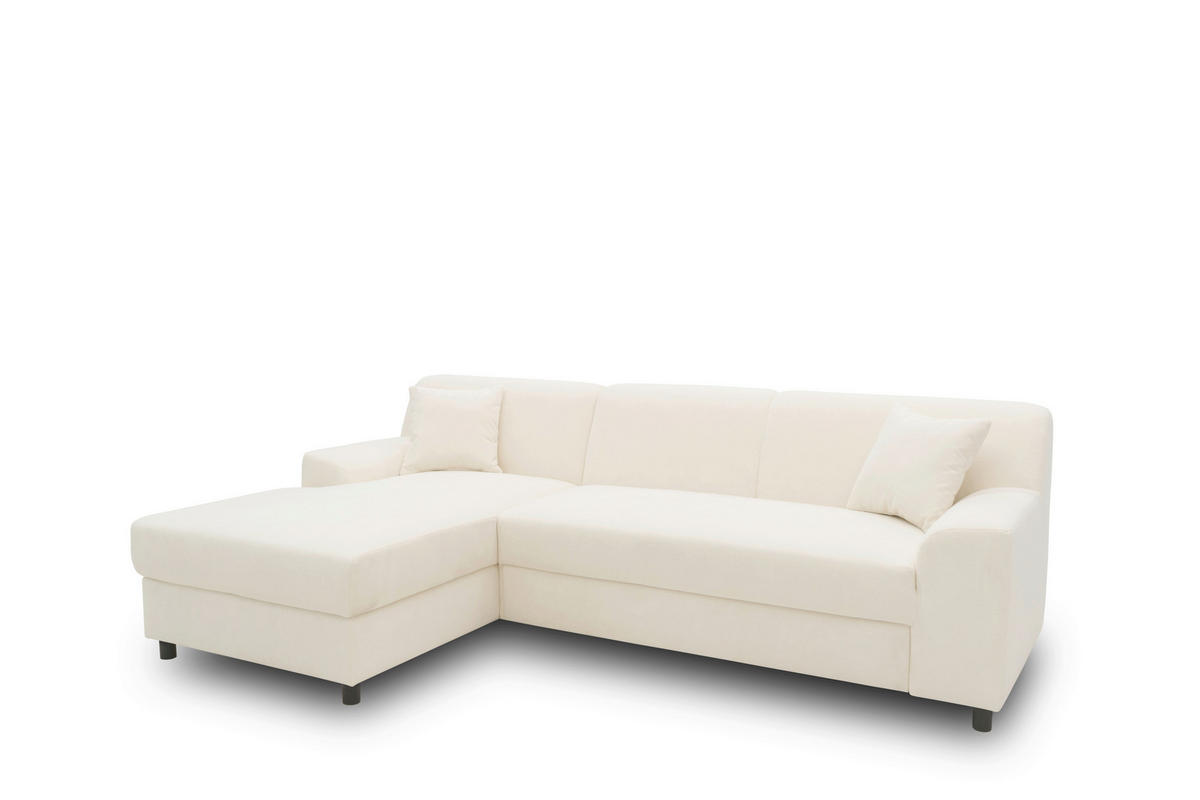 ECKSCHLAFSOFA  CAPRI 2 Creme Mikrofaser  - Creme/Schwarz, Basics, Kunststoff/Textil (146/241cm) - MID.YOU