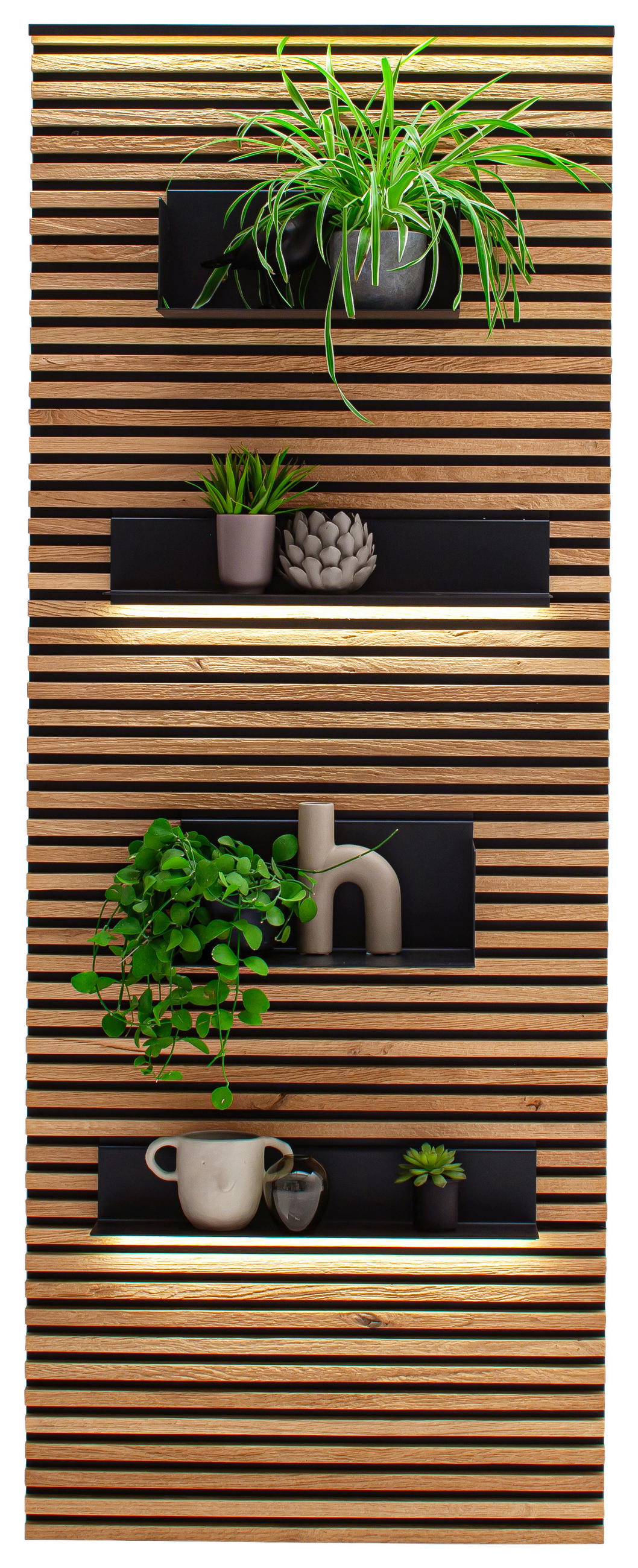 WANDPANEEL YONNA Kerneiche massiv Eichefarben, Anthrazit  - Eichefarben/Anthrazit, Design, Holz/Metall (77/200/26cm) - Schöner Wohnen