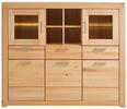 HIGHBOARD Wildkernbuche furniert Buchefarben  - Buchefarben/Silberfarben, Natur, Glas/Holz (160/136/40cm) - Cantus