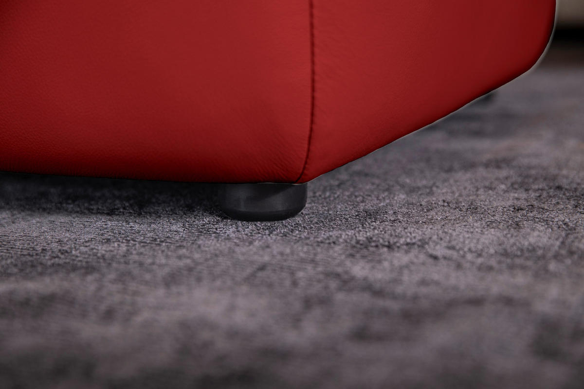 HOCKER Echtleder Rot  - Rot/Schwarz, MODERN, Leder/Kunststoff (120/39/60cm) - Chilliano