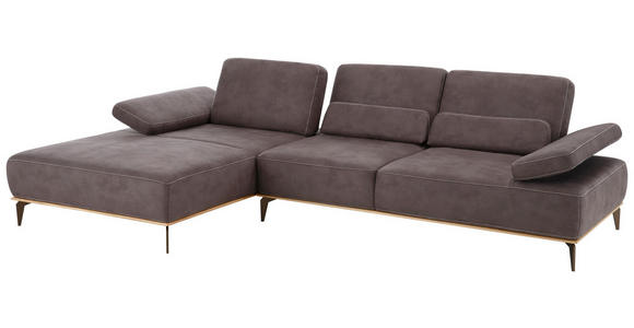 WOHNLANDSCHAFT Braun Flachgewebe - Beige/Braun, Design, Textil/Metall (178/298cm) - Valnatura