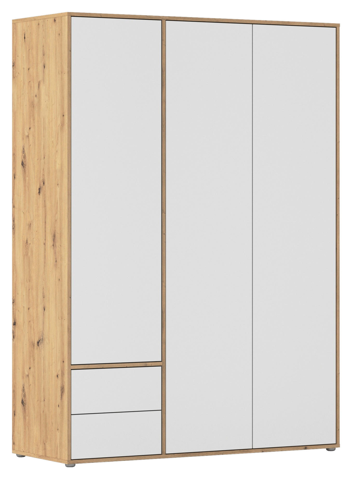DREHTÜRENSCHRANK 140/194/53 cm 3-türig Weiß, Eiche Artisan  - Weiß/Eiche Artisan, MODERN, Holzwerkstoff (140/194/53cm) - Rauch Möbel