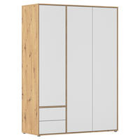 DREHTÜRENSCHRANK in Weiss, Eiche Artisan  - Weiss/Eiche Artisan, Modern, Holzwerkstoff (140/194/53cm) - Rauch Möbel