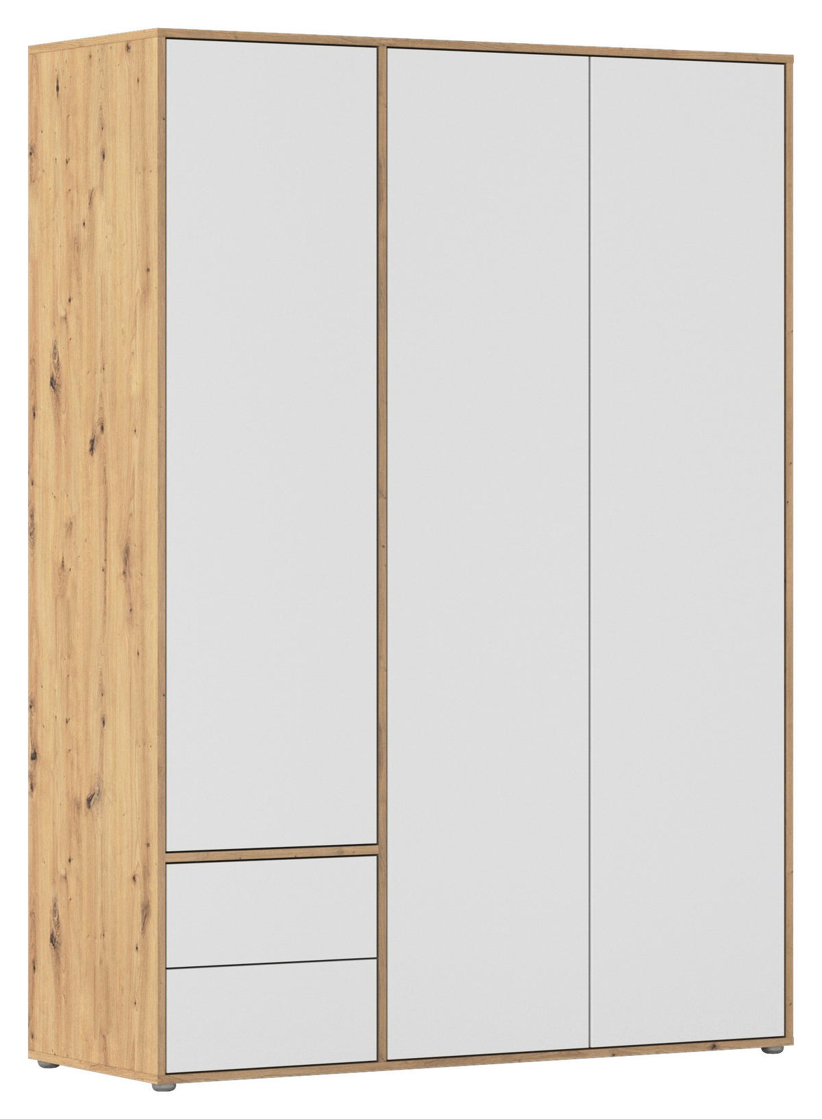 DREHTÜRENSCHRANK in Weiss, Eiche Artisan  - Weiss/Eiche Artisan, Modern, Holzwerkstoff (140/194/53cm) - Rauch Möbel