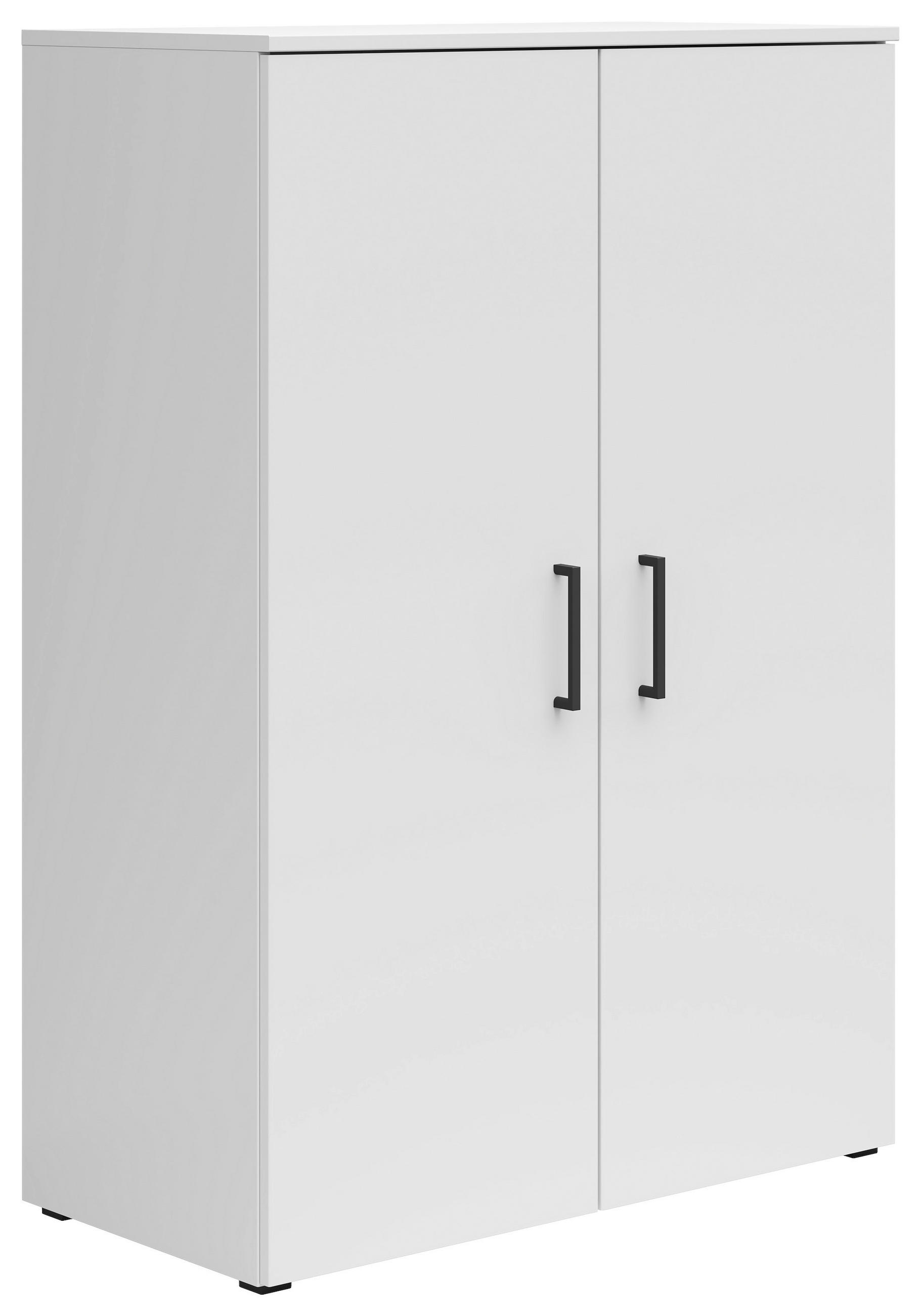 KOMODA, bílá, 80/115/40 cm - bílá/černá, Moderní, kompozitní dřevo/plast (80/115/40cm) - Carryhome