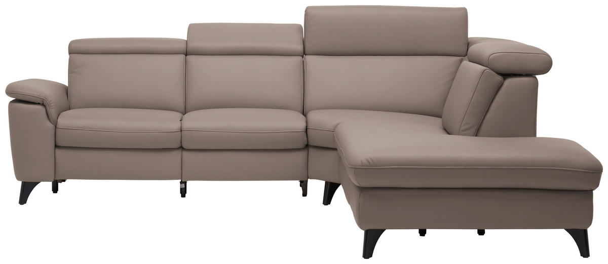 ECKSOFA  in Echtleder Fango  285/239 cm  - Fango/Schwarz, Design, Leder/Metall (285/239cm) - Cantus
