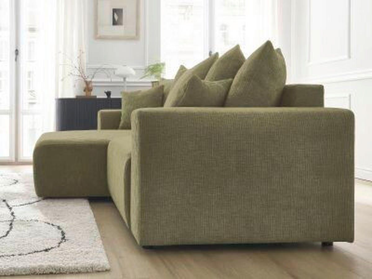 ECKSOFA Ottomane links  ATILLA Grün Struktur  - Schwarz/Grün, MODERN, Kunststoff/Textil (149/244cm)