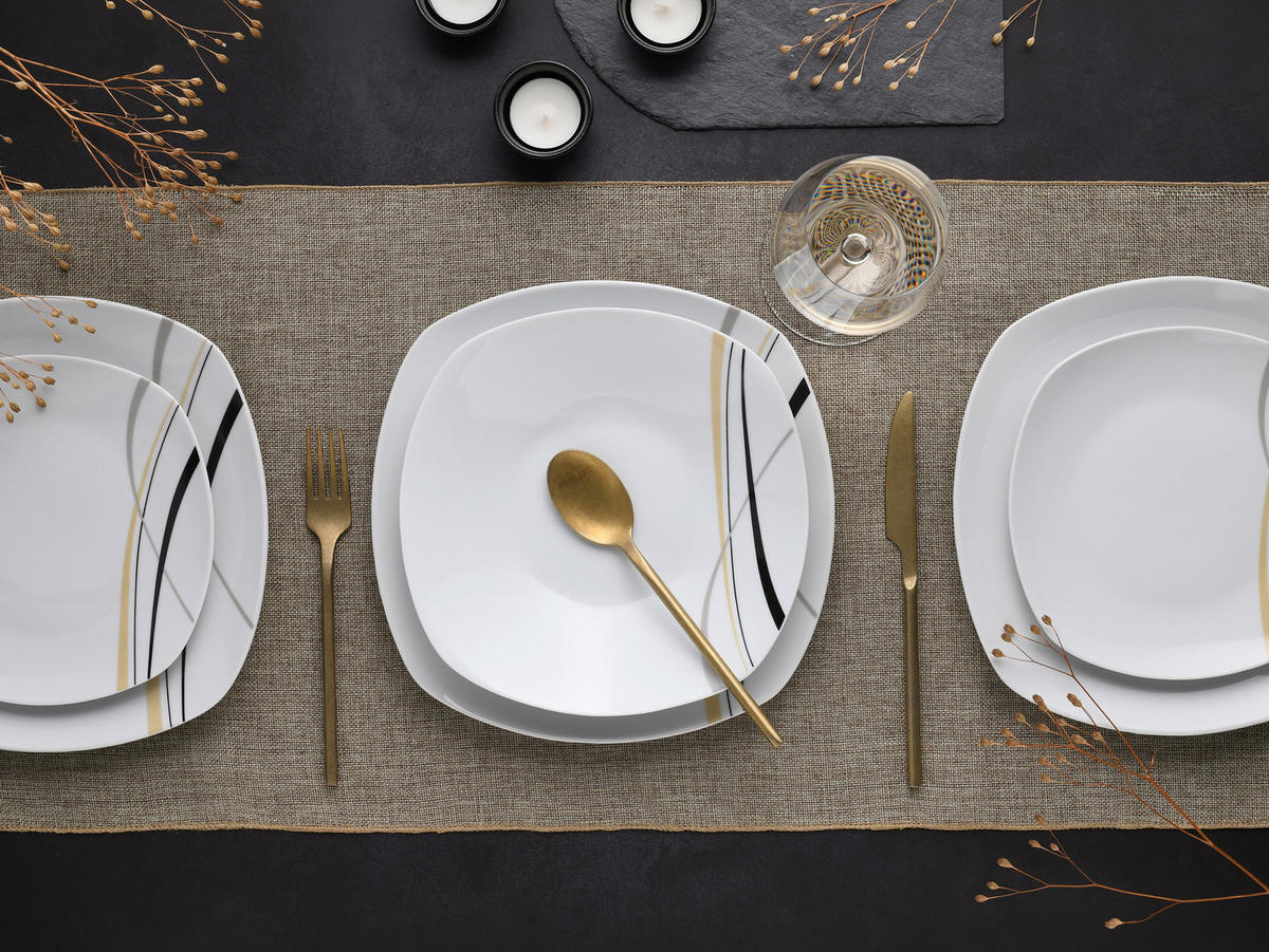 KOMPLETT SERVIS Square - City Line 62 delar  - vit, Trend, keramik - Creatable