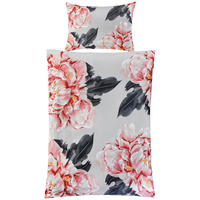 BETTWÄSCHESET Satin 160/210 cm  70 cm/50 cm  - Weiss/Graublau, Basics, Textil (160/210cm) - Ambiente