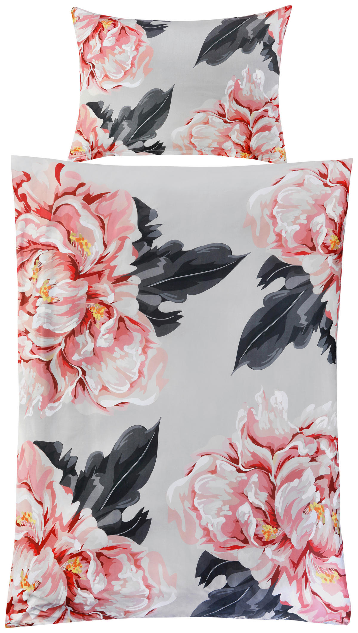 BETTWÄSCHESET Satin 160/210 cm  70 cm/50 cm  - Weiss/Graublau, Basics, Textil (160/210cm) - Ambiente