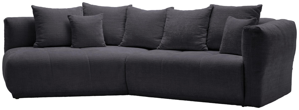 ECKSOFA Dunkelgrau Chenille  - Dunkelgrau/Schwarz, MODERN, Kunststoff/Textil (180/315cm) - Hom`in
