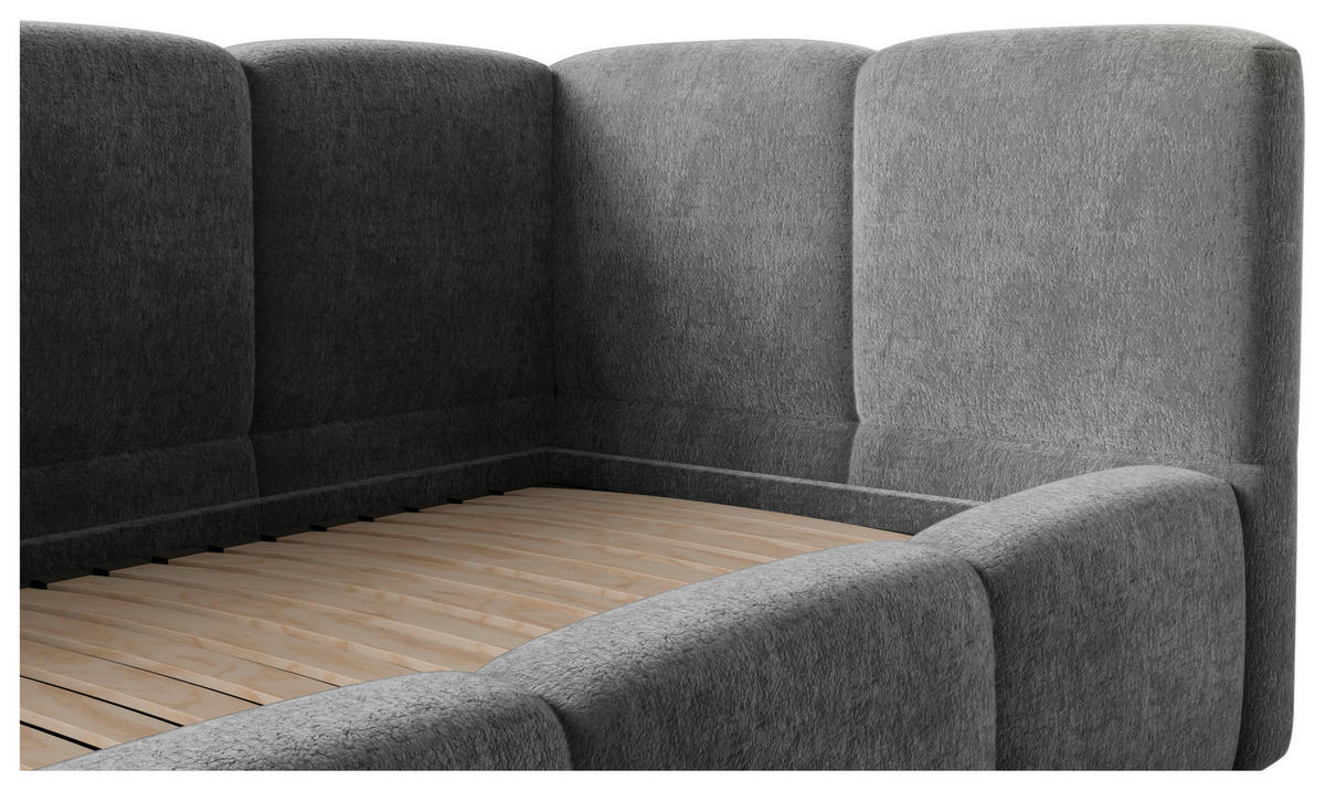 POLSTERBETT 90/200 cm,  in Anthrazit, Lattenrost, Bettkasten,  - Anthrazit/Schwarz, Design, Holz/Textil (90/200cm) - Chameo