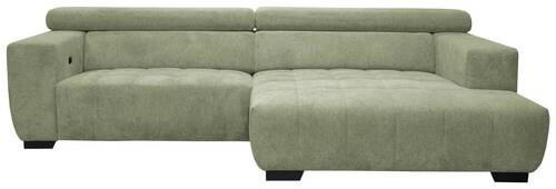 ECKSOFA in Webstoff Olivgrün  - Schwarz/Olivgrün, Konventionell, Textil/Metall (279/182cm) - Hom`in